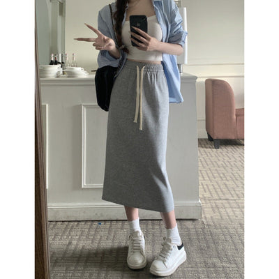 Femme Hochtaillierte Maxi-Rock mit Kordelzug-Detail Heidi-Mode