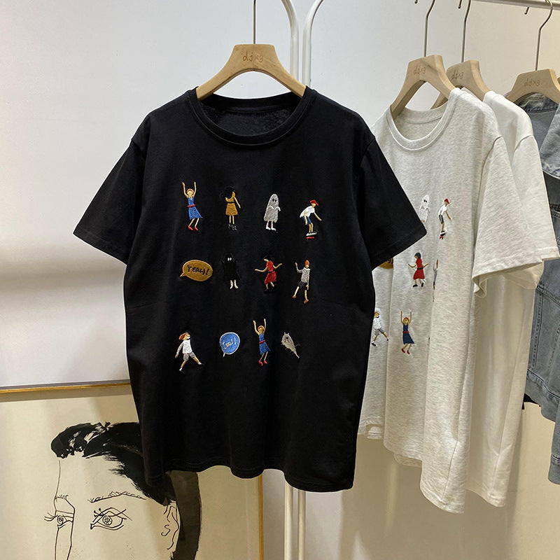 Femme Grafik Besticktes T-Shirt Heidi-Mode