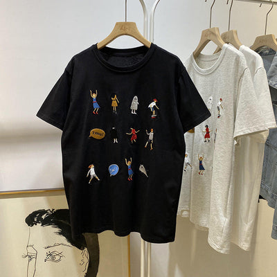 Femme Grafik Besticktes T-Shirt Heidi-Mode