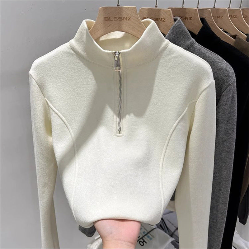 Femme Leichtgewicht Pullover mit Stehkragen und Reißverschlussdetail Heidi-Mode