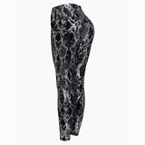 Damen nan hoch taillierte Sportleggings mit formender Kompression und strukturierter Schlangenprägung Drune in Schwarz