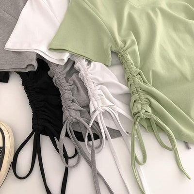 Femme Raffung Seitenschnürung T-Shirt Heidi-Mode