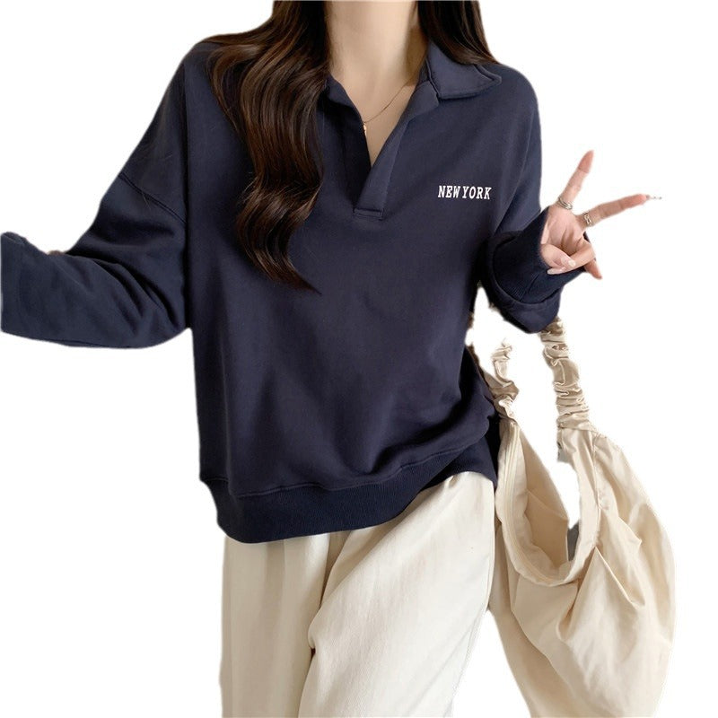 Damen Oversized Polo Stil Sweatshirt mit gesticktem Detail Heidi-Mode