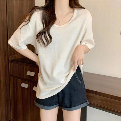 Damen Relaxed Fit Waffle Knit T-Shirt Heidi-Mode