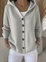 Damen nan Kapuzen-Cardigan mit Knopfleiste und lässiger Oversize-Passform Drune in Meliertes Grau