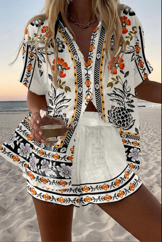 Irella  | Kurzer overall aus Leinen mit Blumendruck