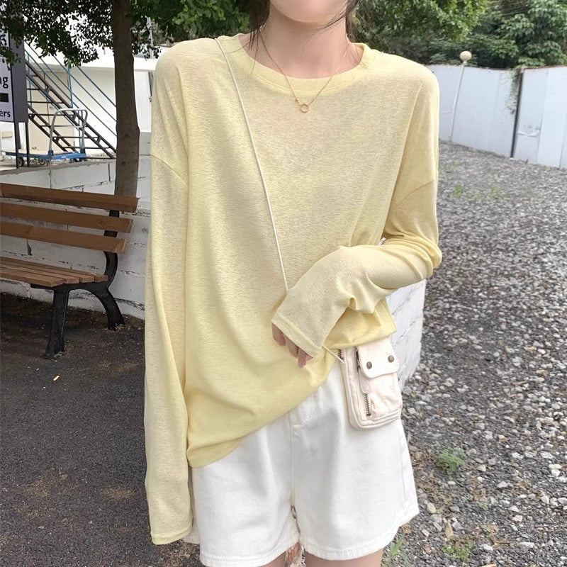 Femme Leichtgewicht Langarm Entspanntes Passform Top Heidi-Mode