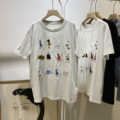 Femme Grafik Besticktes T-Shirt Heidi-Mode