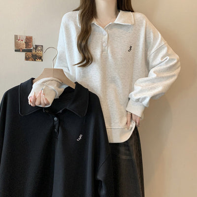 Femme Relaxed Fit Polo Pullover Sweatshirt Heidi-Mode
