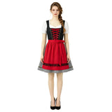 Damen nan kurzes traditionelles Dirndlkleid mit geschnürtem Mieder, Puffärmel-Bluse und aufgesetzter Schürze Drune in 8820【Oberteil + Kleid + Schürze】