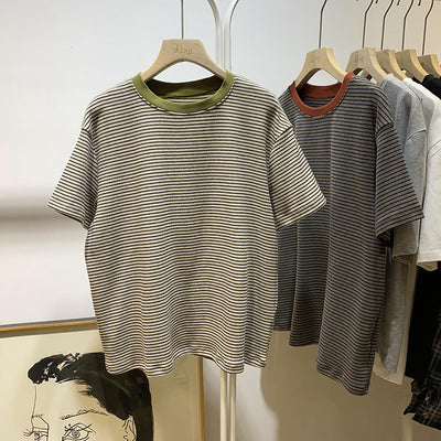 Femme Entspanntes Passform Gestreiftes T-Shirt Heidi-Mode