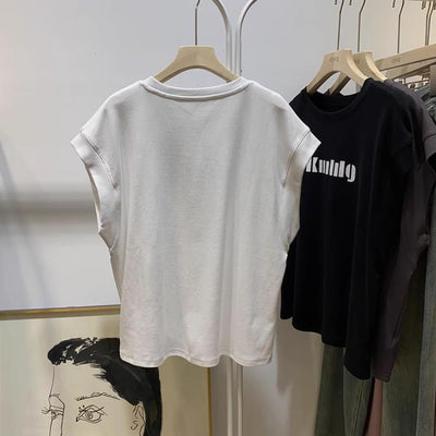 Femme Grafik Locker Sitz Ärmelloses T-Shirt Heidi-Mode