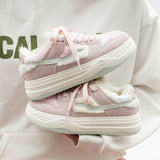 Damen Rosa Plattform Sneaker Mit Fleece-Futter in Rosa