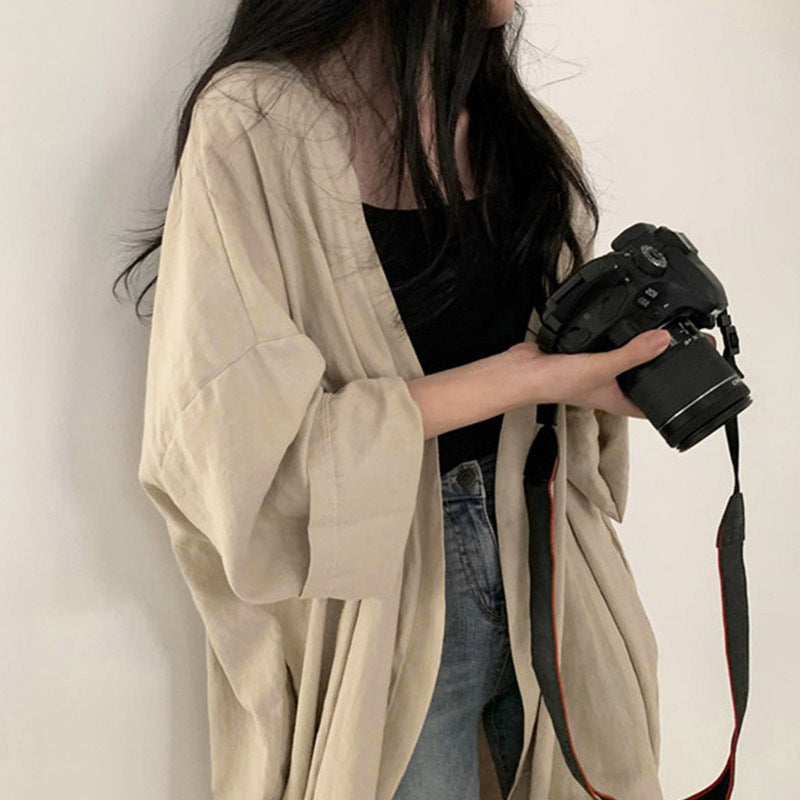 Femme Leichtgewicht Offene Vorderkante Kimono Cardigan Heidi-Mode