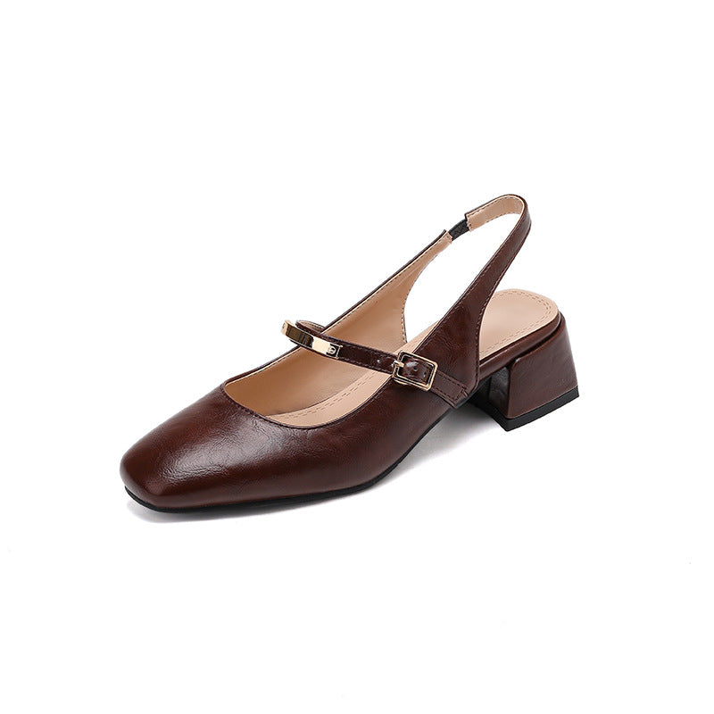 Damen Dirndl Schuhe | Klassische Slingback-Schuhe mit Blockabsatz