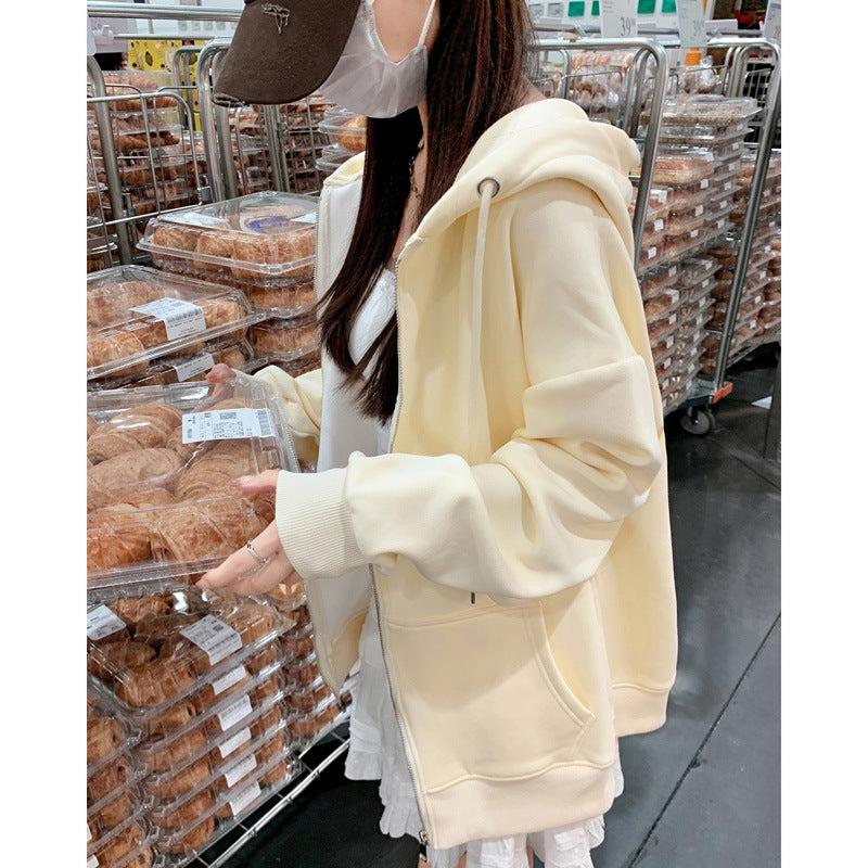 Femme Oversized Zip-Up Hoodie mit Kängurutaschen Heidi-Mode