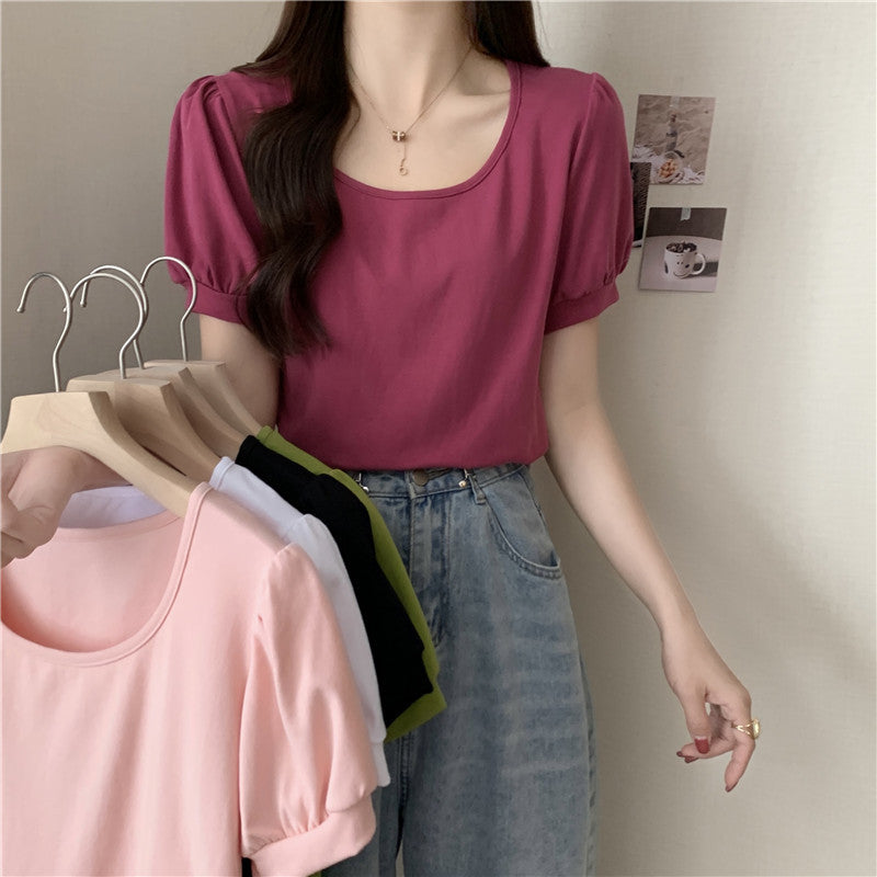 Femme Kurzarm Puffärmel Top Heidi-Mode