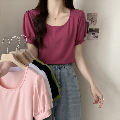 Femme Kurzarm Puffärmel Top Heidi-Mode