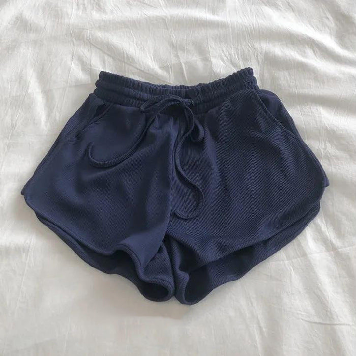 Femme Hochbundige Waffelstrick Lounge Shorts Heidi-Mode