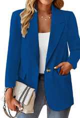 Damen nan taillierter Blazer mit Ein-Knopf-Verschluss Reverskragen und Pattentaschen Drune in Blau