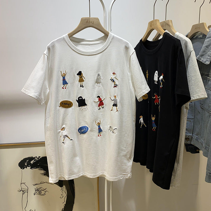 Femme Grafik Besticktes T-Shirt Heidi-Mode