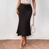 Damen Hochgeschnittener Bleistiftrock – Wellenkante Elegante Passform in Schwarz