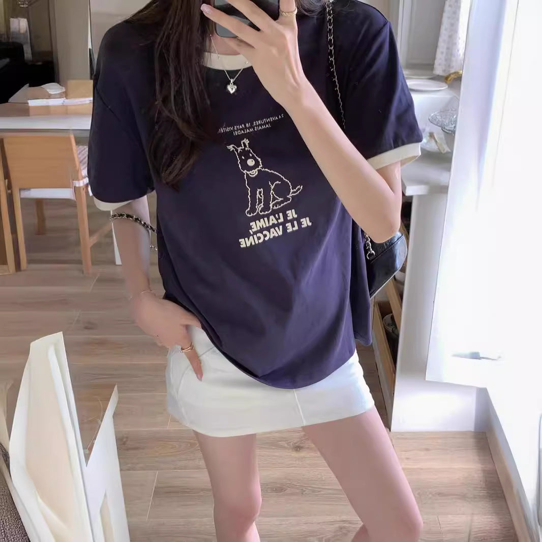 Femme Verspieltes Grafik-Statement T-Shirt Heidi-Mode