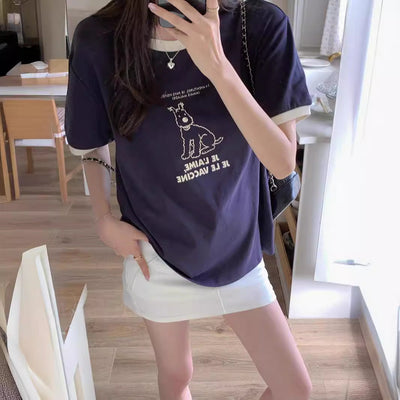 Femme Verspieltes Grafik-Statement T-Shirt Heidi-Mode