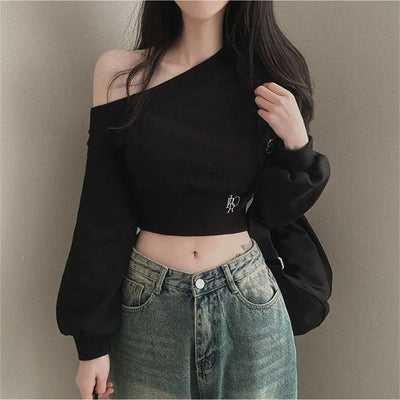 Femme Off-Shoulder Glockenärmel-Oberteil mit elegantem Taillenbund Heidi-Mode