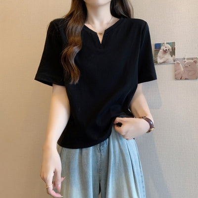 Femme Schlüsselloch-Ausschnitt Kurzarmshirt Heidi-Mode