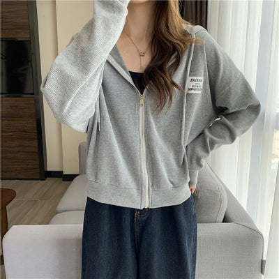 Femme Leichte Zip-Up Hoodie mit verstellbarem Kordelzug Heidi-Mode