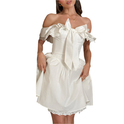 Gabriella - Elegantes Schlupfkleid mit Off-Shoulder und Schleife im Sommerstil