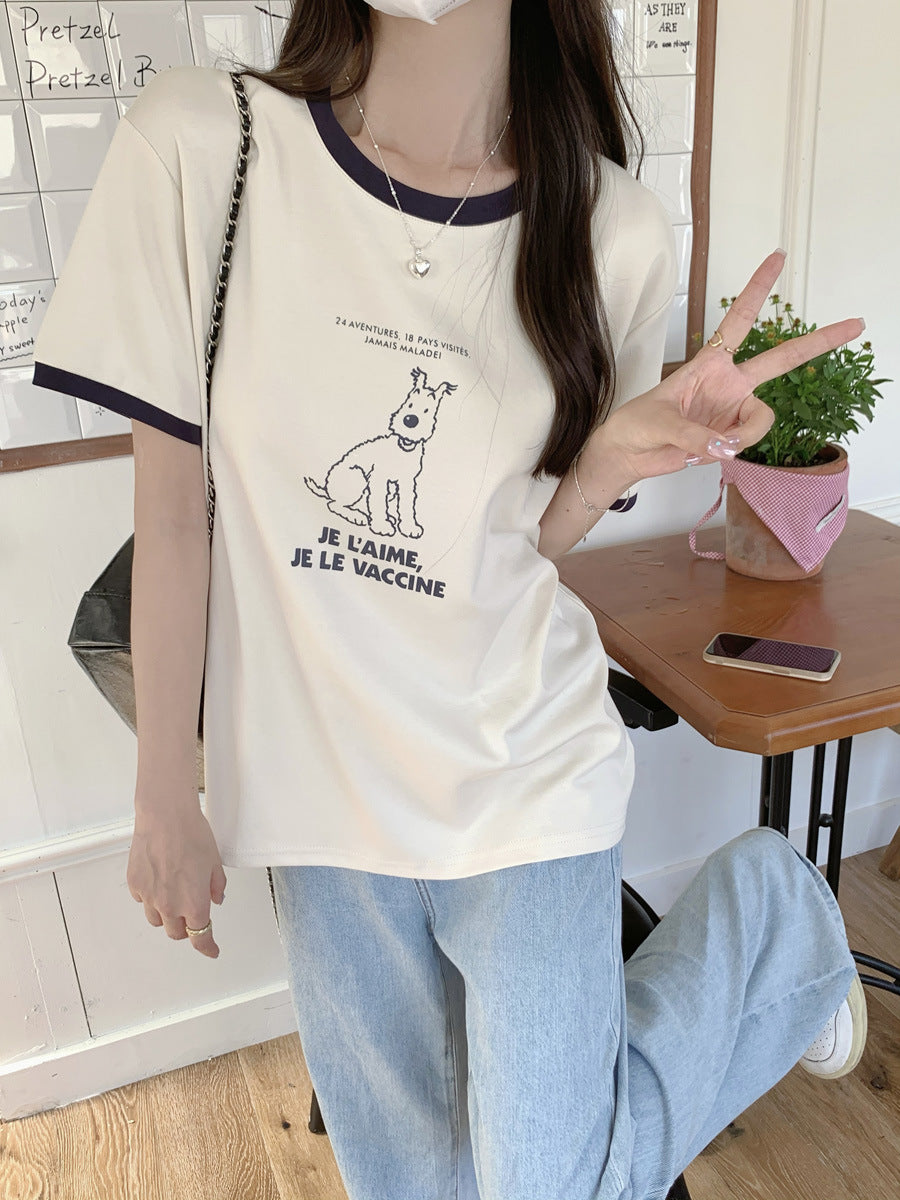 Femme Verspieltes Grafik-Statement T-Shirt Heidi-Mode