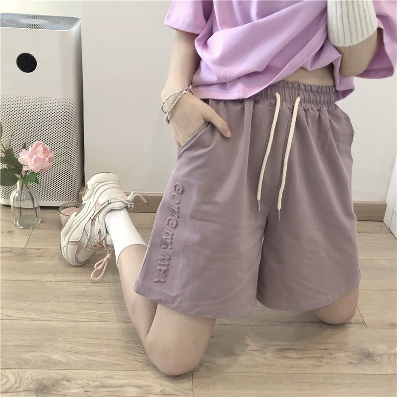 Femme Hochtaillierte Freizeit Lounge Shorts mit bestickten Details Heidi-Mode