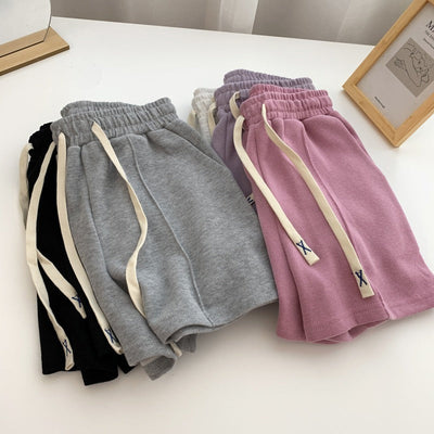 Femme Leichte Fleece Lounge Shorts mit verstellbarem Kordelzug Heidi-Mode