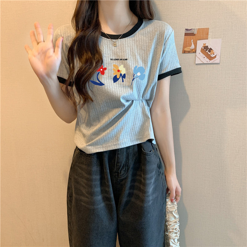 Femme Grafik Floral Design T-Shirt Heidi-Mode