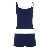 Damen Unterwäsche-Set mit Spaghettiträgern und bequemen Shorts Drune in Dunkelblau