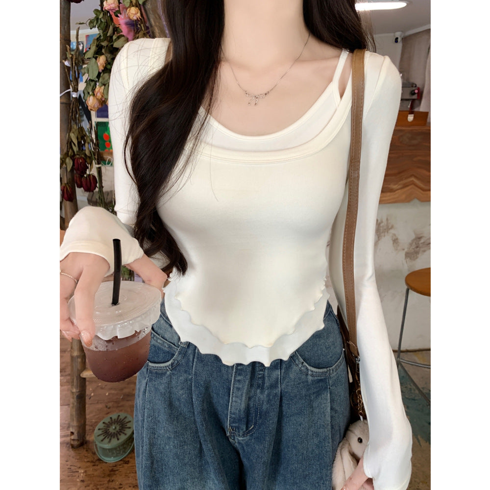 Femme Geschichtete Rüschenshirt mit langen Ärmeln Heidi-Mode