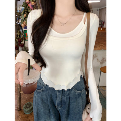 Femme Geschichtete Rüschenshirt mit langen Ärmeln Heidi-Mode