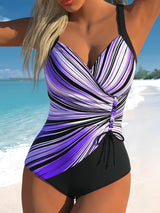 Damen Einteiliger Badeanzug mit stilvollem Wickeldesign und modischen Akzenten Drune in Violett