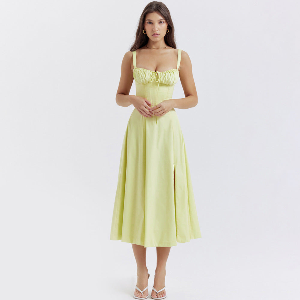 Elegantes Korsett-Midikleid | Feminine Raffinesse | Hoher Beinschlitz