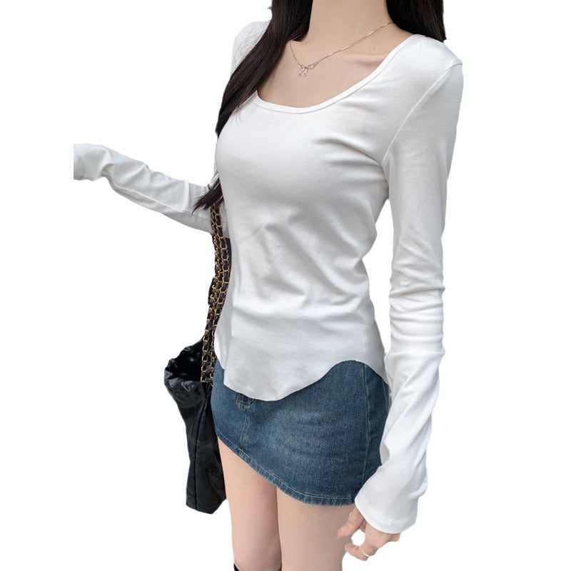 Femme Langarm Rundhals Basic Top Heidi-Mode