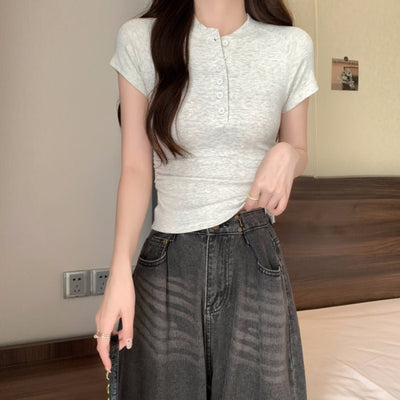 Femme Kurzarm Henley Top Heidi-Mode