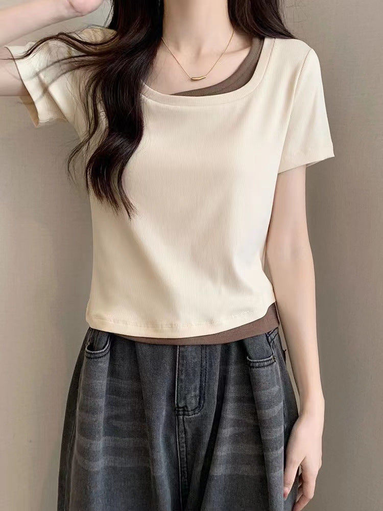 Femme Geschichteter Stretch Baumwolltop Heidi-Mode