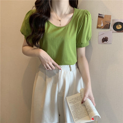 Femme Kurzarm Puffärmel Top Heidi-Mode