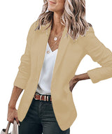 Damen nan legerer taillierter Blazer mit dreiviertelärmeln und offener Vorderseite Drune in Apricot