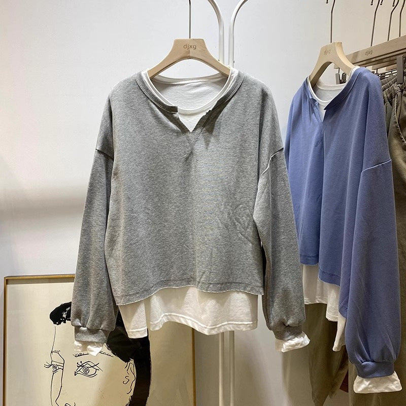 Femme Geschichteter V-Ausschnitt Sweatshirt Heidi-Mode