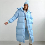 Stilvolle Lange Damen Daunenjacke - Elise in Hellblau