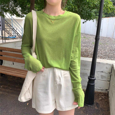 Femme Leichtgewicht Langarm Freizeit Oberteil Heidi-Mode