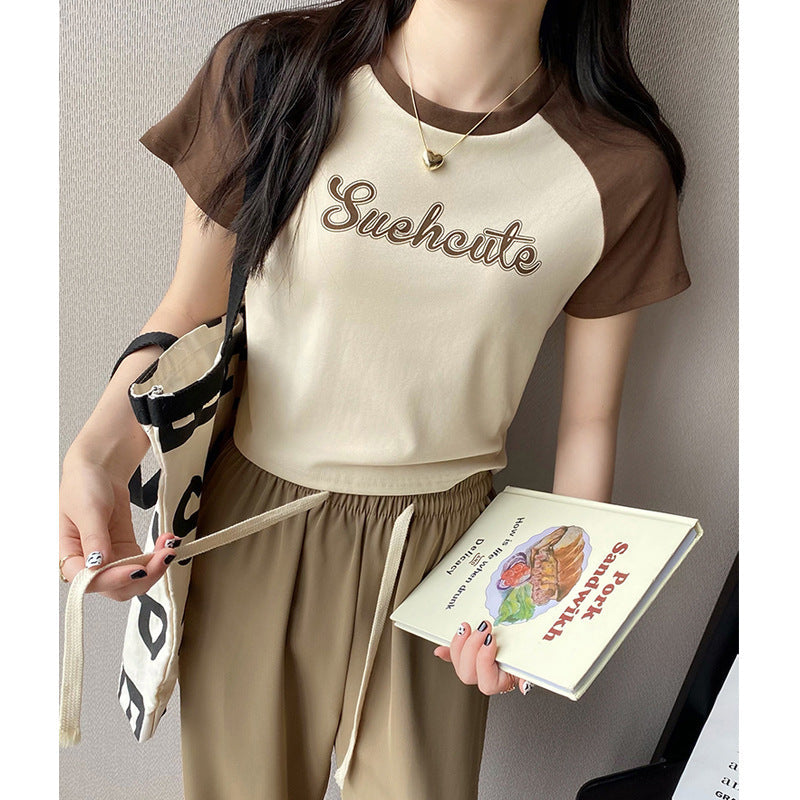 Femme Grafik-T-Shirt mit stilvollen Kontrastärmeln Heidi-Mode